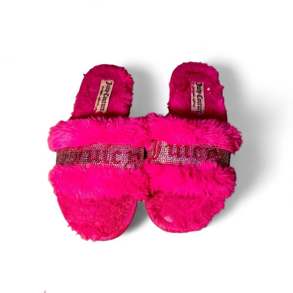 Juicy Couture Vibrant Pink Fuzzy Slides